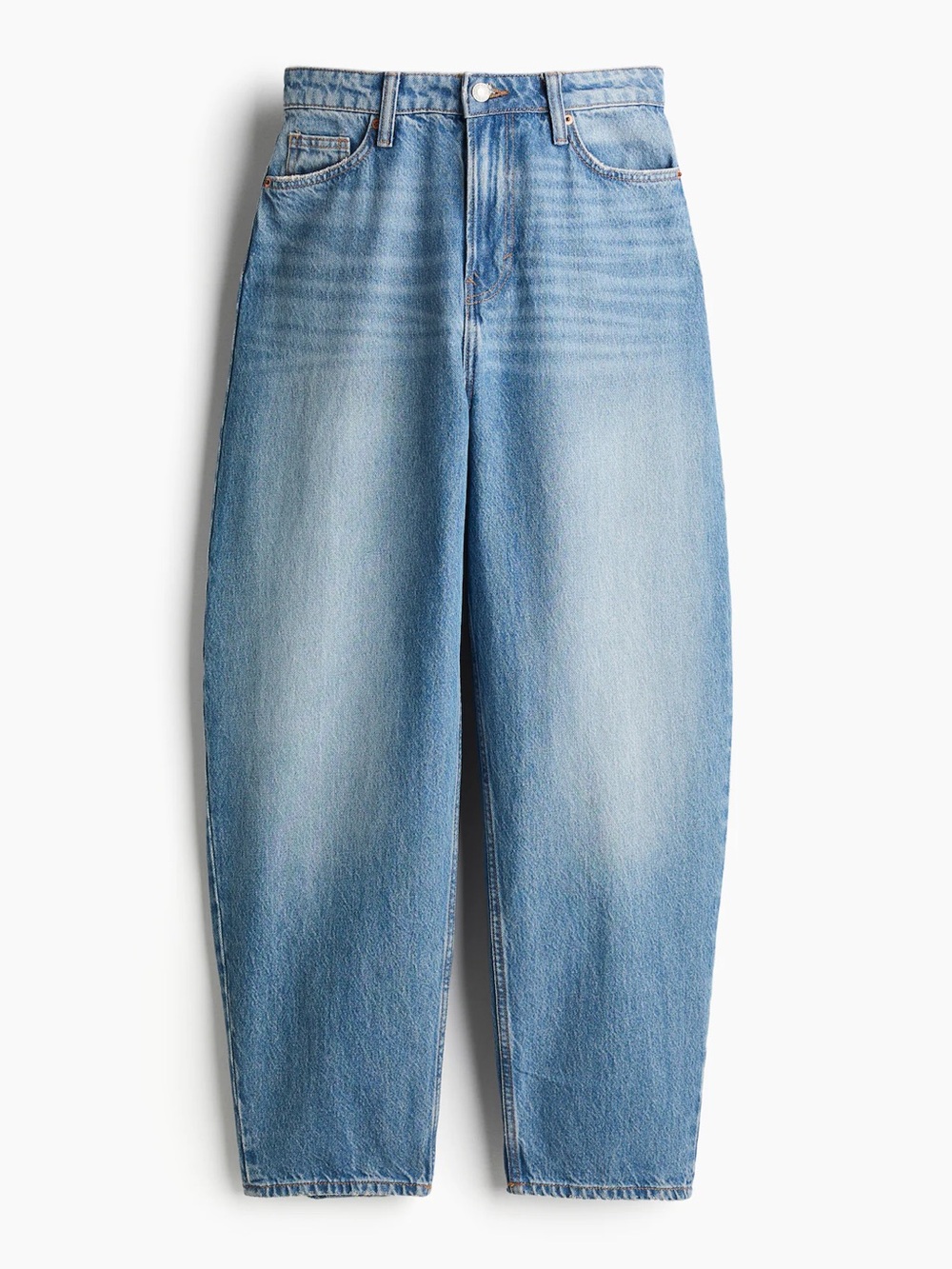 H&M &Denim High-Waist Loose Fit Baggy Jeans Size 6 100% Cotton Light Wash